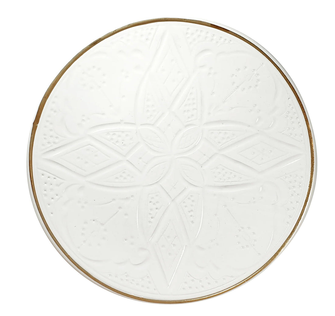 Marokkaans plat bord Empreinte – wit met 12 karaat gouden rand, Ø 17 tot 30 cm – foto 14