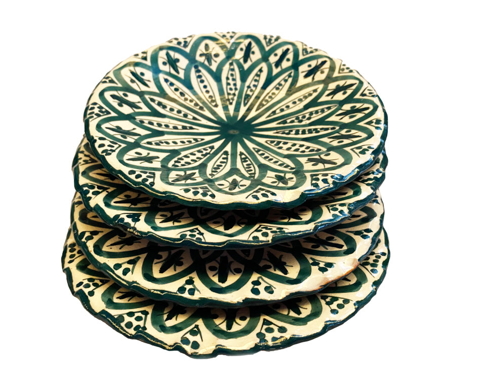 Aardewerk Marokkaanse bord groen 18 cm