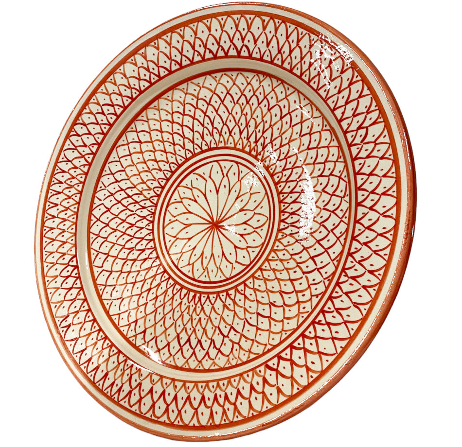 Marokkanische Schale weiß-orangebraun 35 cm