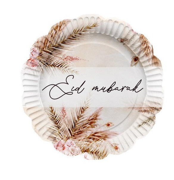 Set aus 6 Eid Mubarak Tellern – Eid Boho Chic
