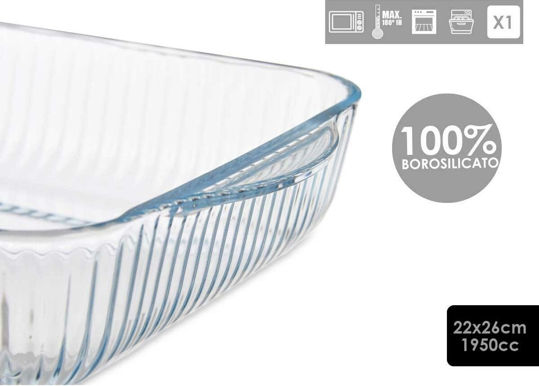 Optica Oven Dish Transparent Borosilicate Glass (21.5 x 6 x 25.2 cm)