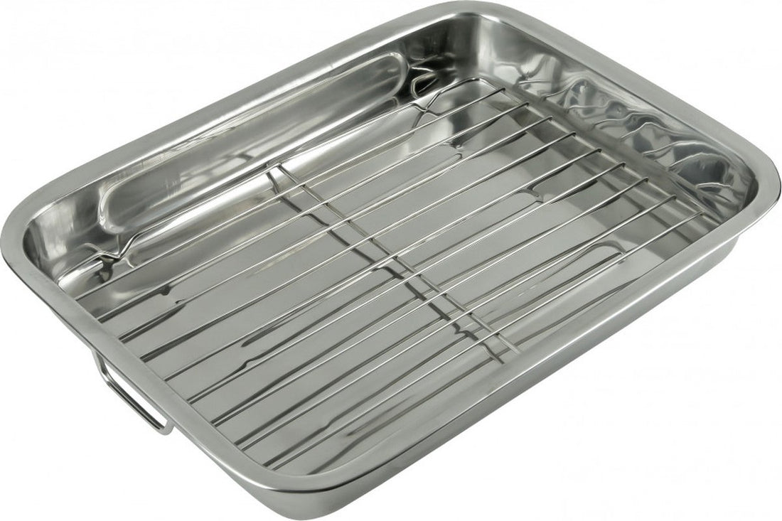 Plat à rôtir, Plaque de cuisson avec grille - 40 x 29.5 x 5.5 cm