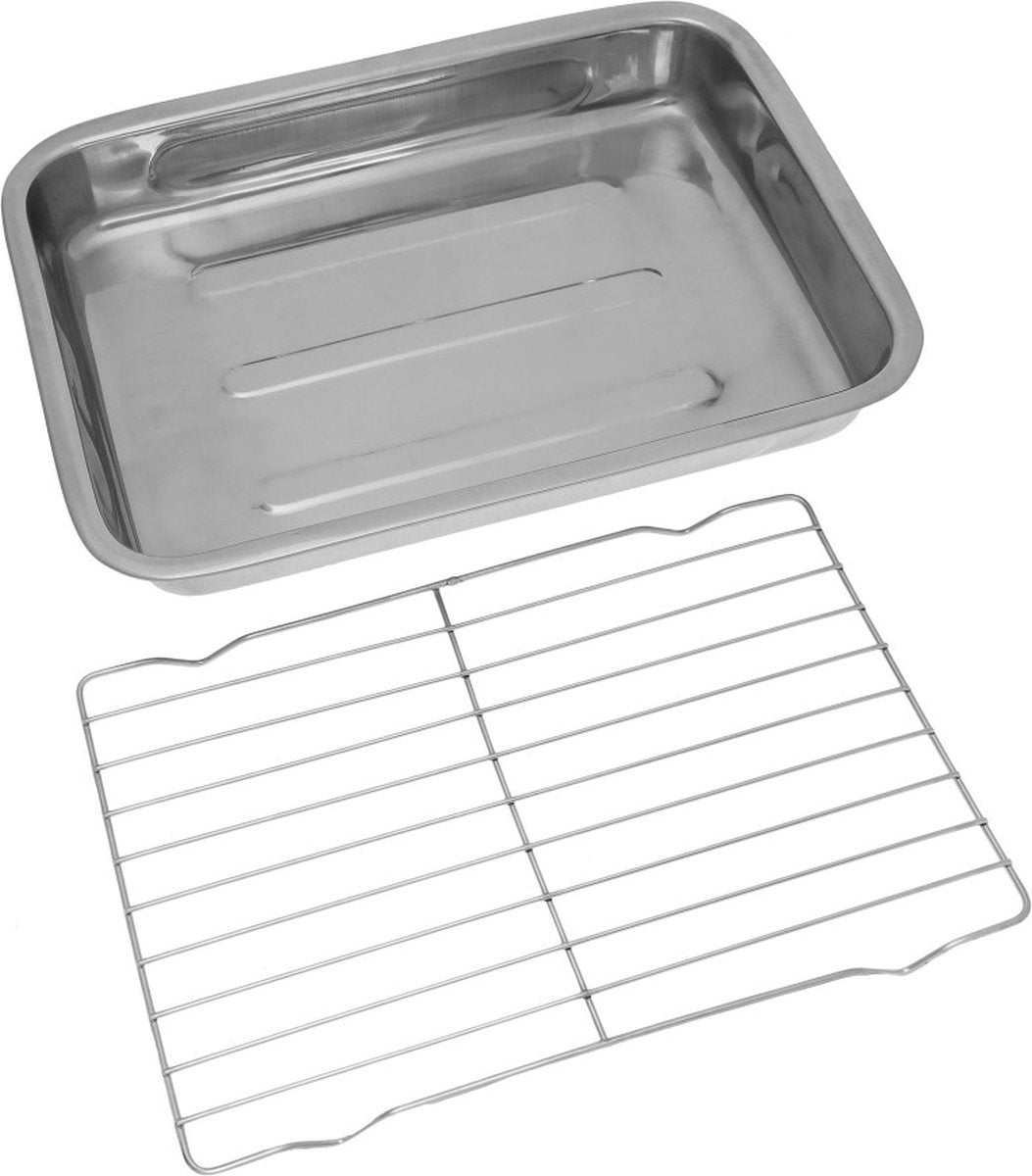 Plat à rôtir, Plaque de cuisson avec grille - 40 x 29.5 x 5.5 cm