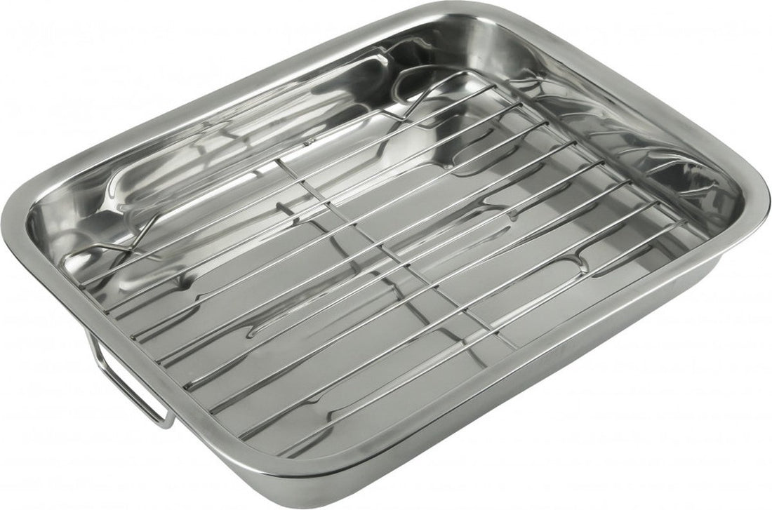 Kinghoff braadblik / bakplaat met rooster – RVS, 36 x 27 x 5,5 cm