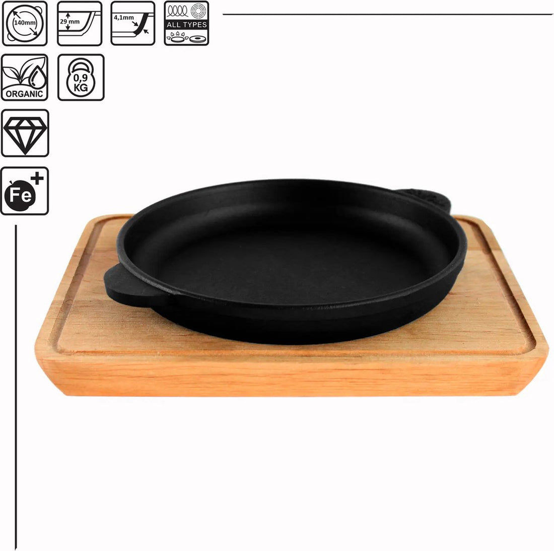 Brizoll gietijzeren serveerpannetje op houten plank – Ø 14, 16, 18 of 20 cm – foto 5