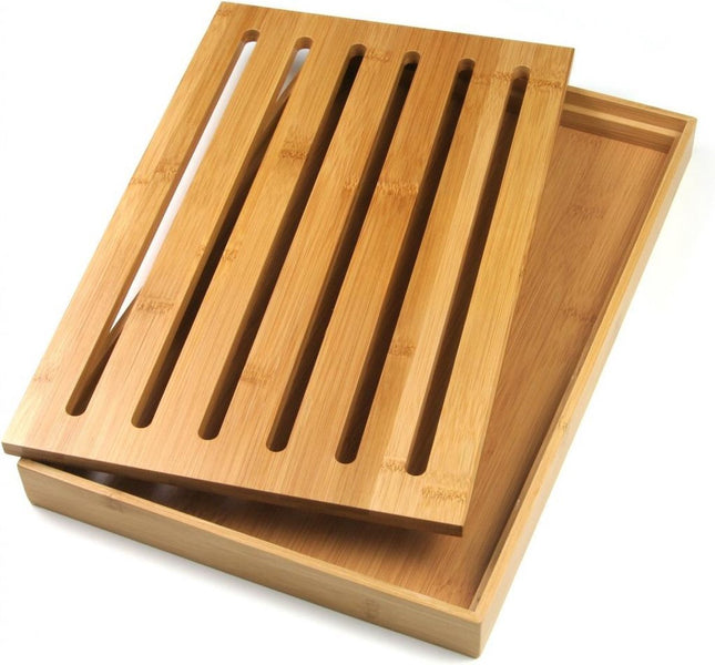 Planche à pain - bambou - ramasse-miettes - 37 x 23,5 x 3 cm