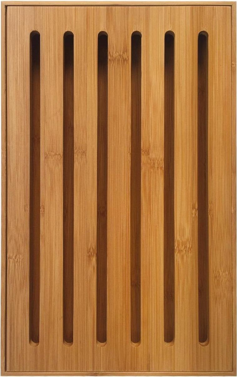 Bread cutting board - bamboo - crumb tray - 37 x 23.5 x 3 cm