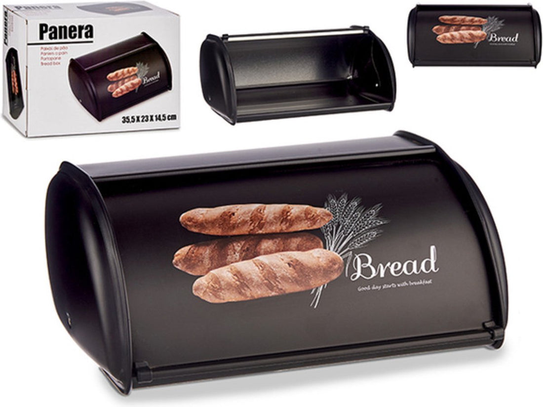 Brotkorb Schwarz Metall (23 x 14,5 x 35,5 cm)