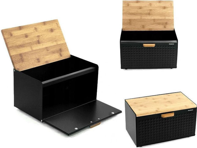 Klausberg broodtrommel met houten bovenklep – brooddoos in mat zwart