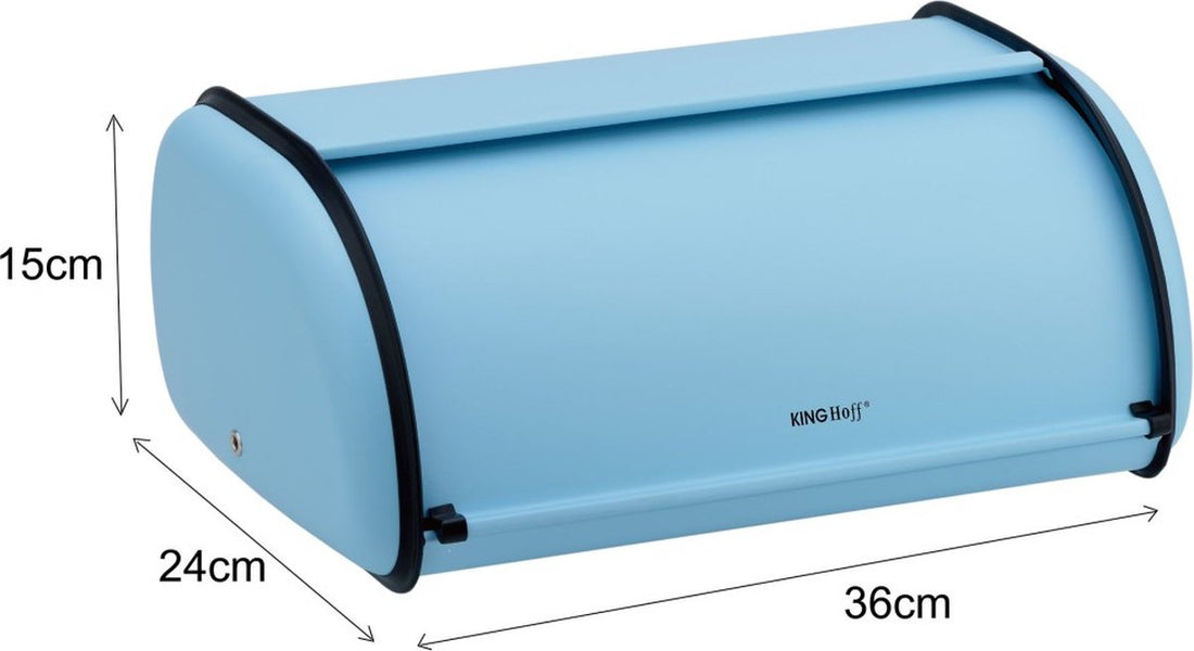 Kinghoff - Broodtrommel - RVS - Licht blauw - Retro - 36 x 24 x 15 cm
