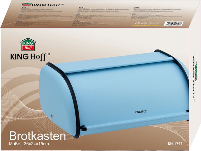 Kinghoff - Broodtrommel - RVS - Licht blauw - Retro - 36 x 24 x 15 cm