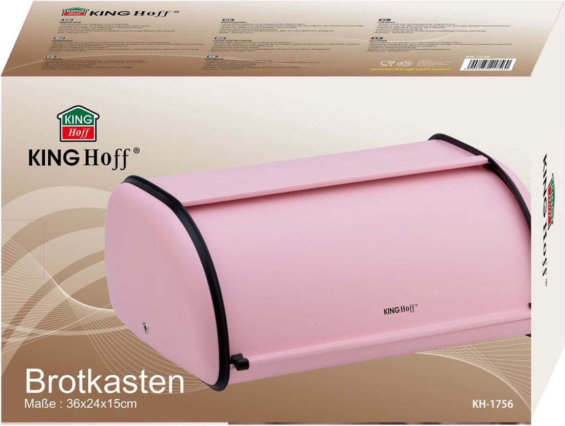 Broodtrommel - RVS - Roze - Retro - 36 x 24 x 15 cm