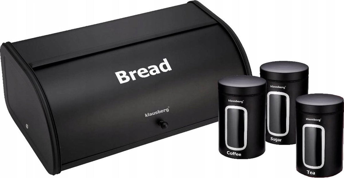 Klausberg 7098 - Bread bin with extra storage containers - black