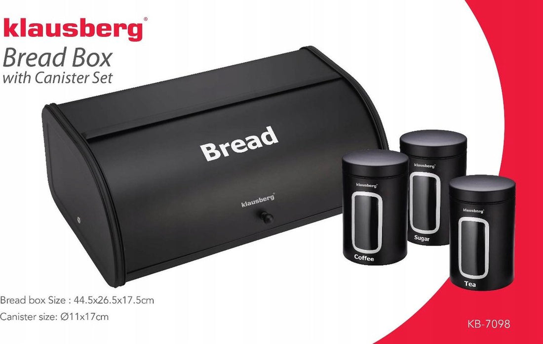 Klausberg 7098 - Bread bin with extra storage containers - black