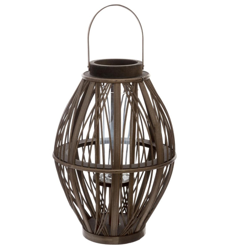 Brown woven rattan lantern XL