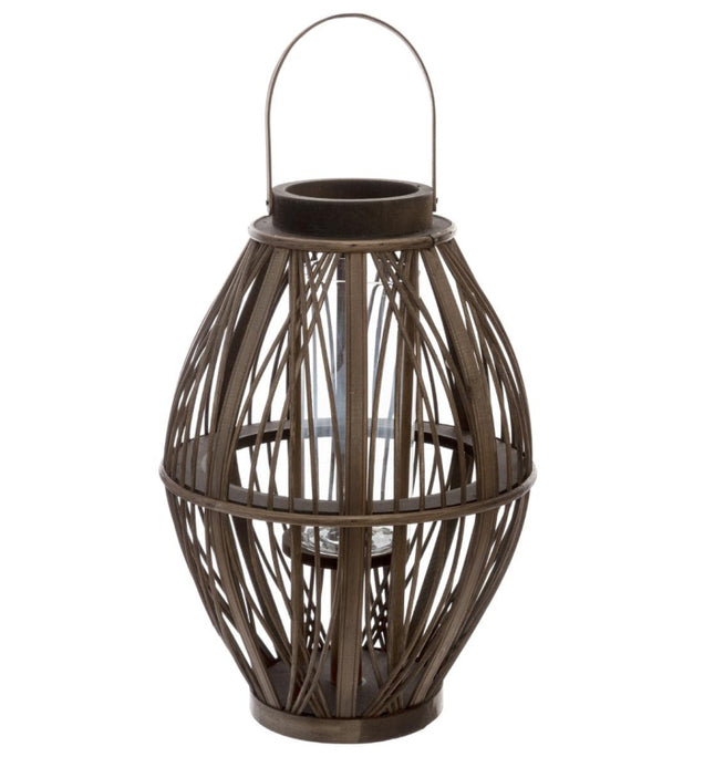 Braune geflochtene Rattan-Laterne XL