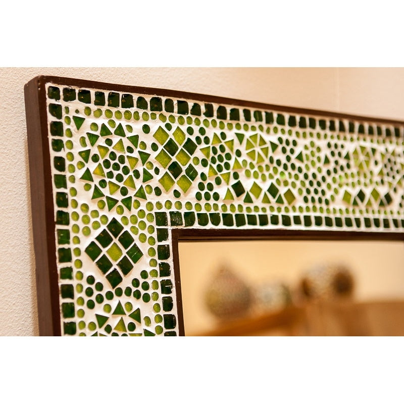 Miroir oriental vert avec cadre en mosaïque