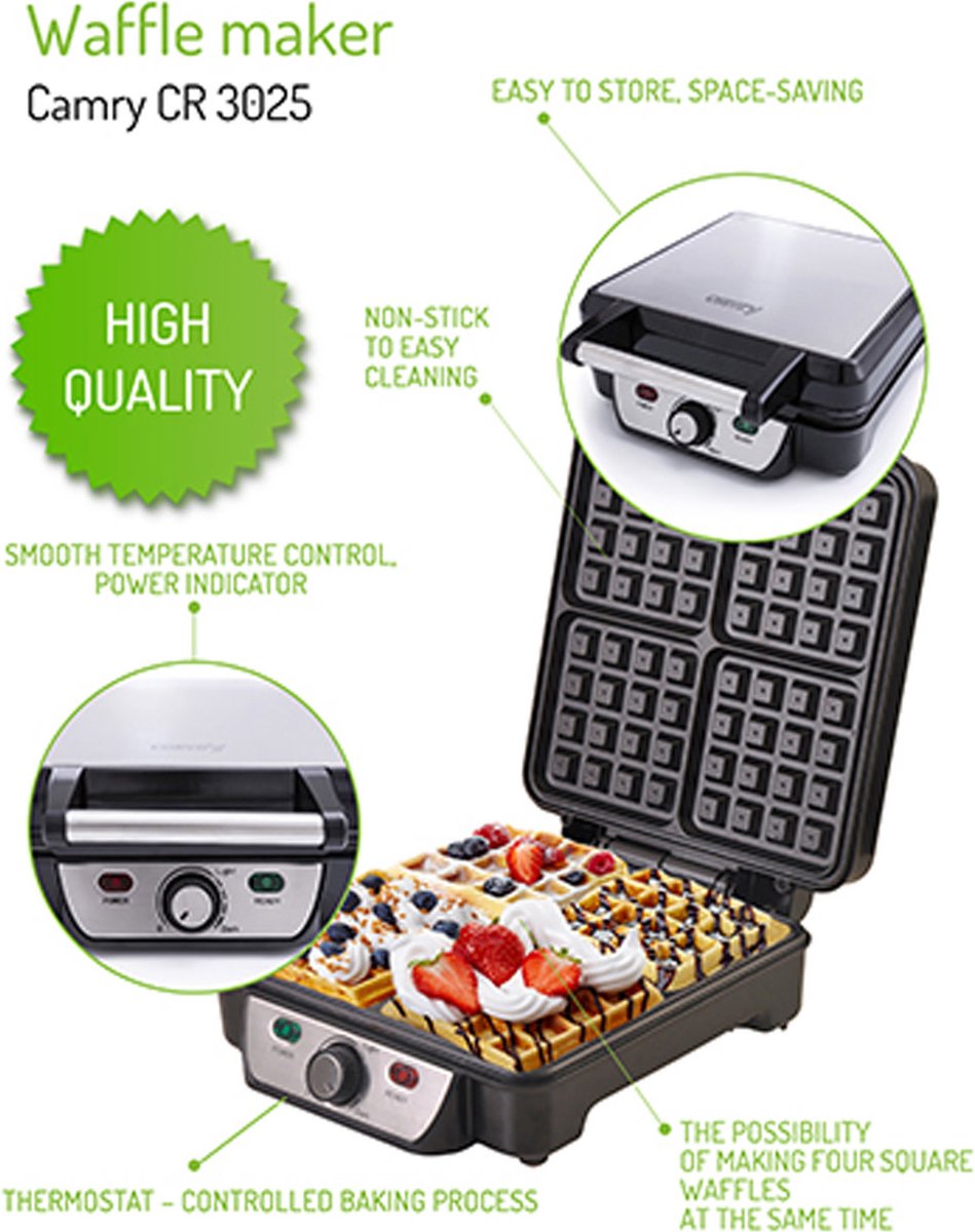 Camry CR 3025 Waffle Maker - Waffle Iron