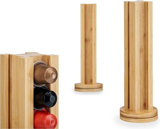 Koffie cup / capsule houder / dispenser - bamboe hout - voor 20 cups - D11 x H30 cm - Geschikt voor Dulce Custo cups