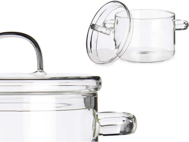 Glazen casserolepan met deksel – borosilicaatglas, 1 liter, transparant – foto 2