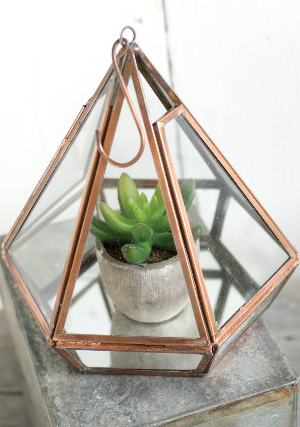 Geometric planter / lantern - copper finish