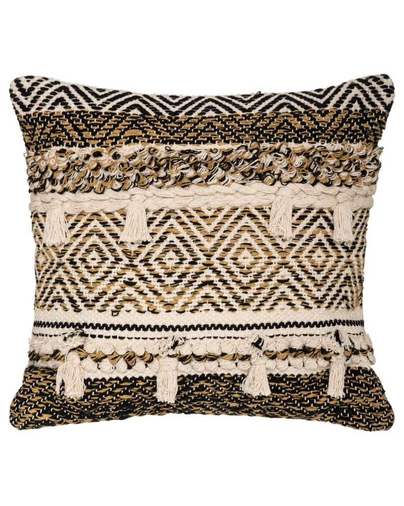 Coussin décoratif à motif en relief avec pompons