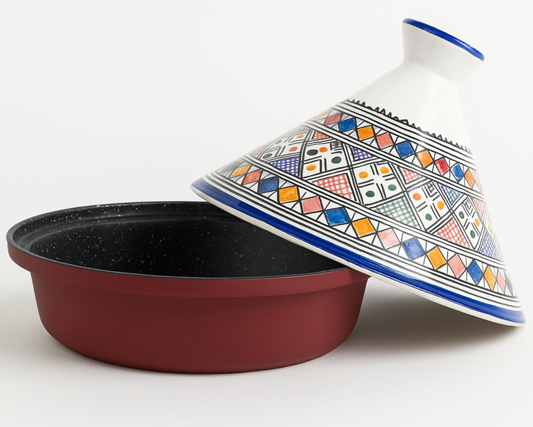 Cuilina tajine 30 cm voor inductie – handbeschilderd deksel met mozaïekmotief – foto 3