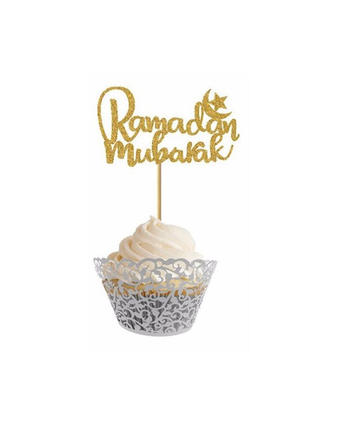 Cupcake Prikker Ramadan Mubarak (Goud) - 6 stuks