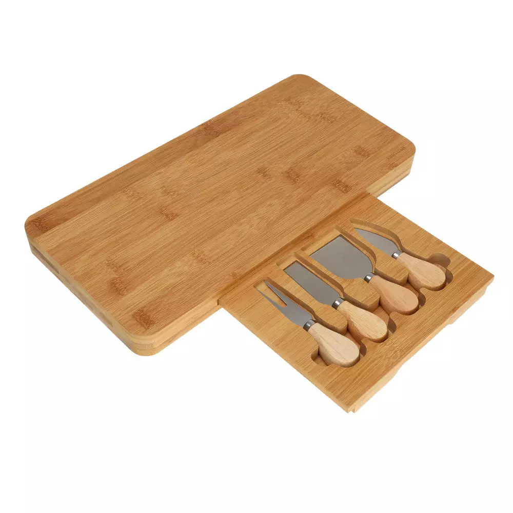 KINGHoff Bamboo Cheese Board with Accessories – Multiple Colors