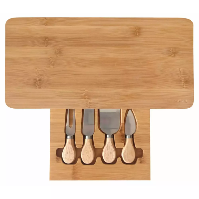 KINGHoff Bamboo Cheese Board with Accessories – Multiple Colors