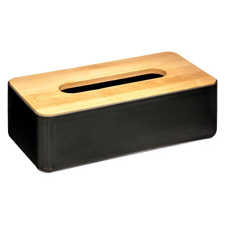 Schwarze Bambus-Taschentuchbox – Stilvoller Taschentuchhalter (26 x 13 x 8,8 cm) – Moderne Aufbewahrungsbox für Kleenex & Taschentücher – Nachhaltiges Design für Wohnzimmer, Badezimmer oder Büro