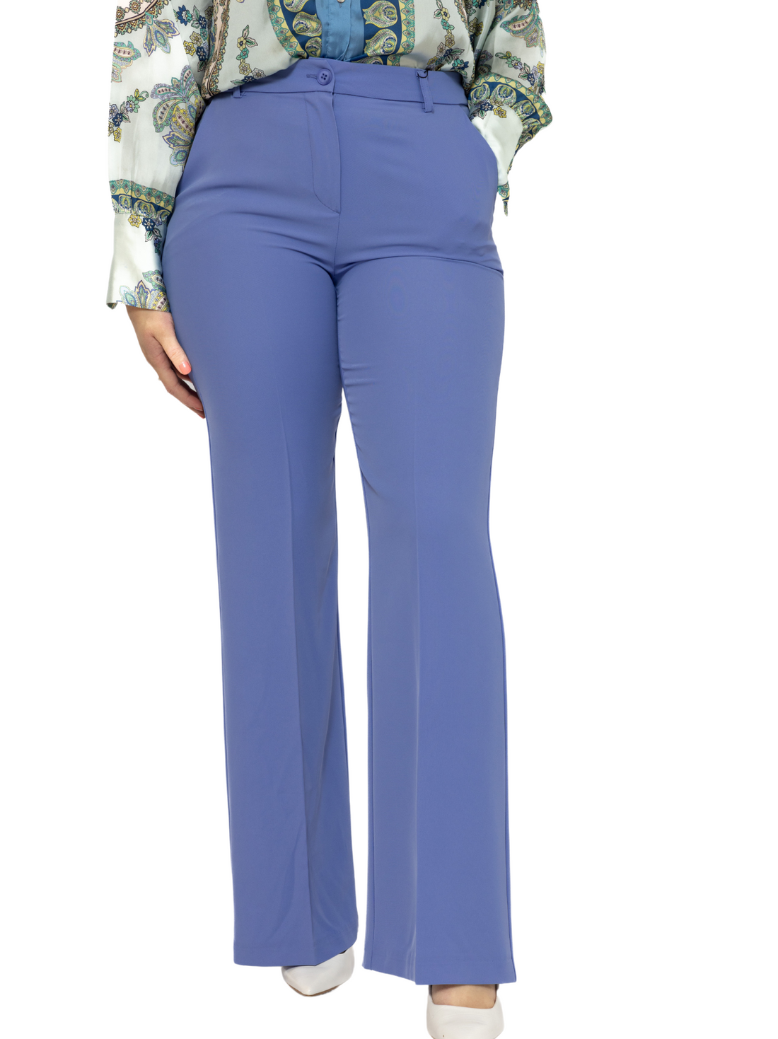 Wide leg broek lang voor dames – soepel vallende stof met elastaan – foto 4