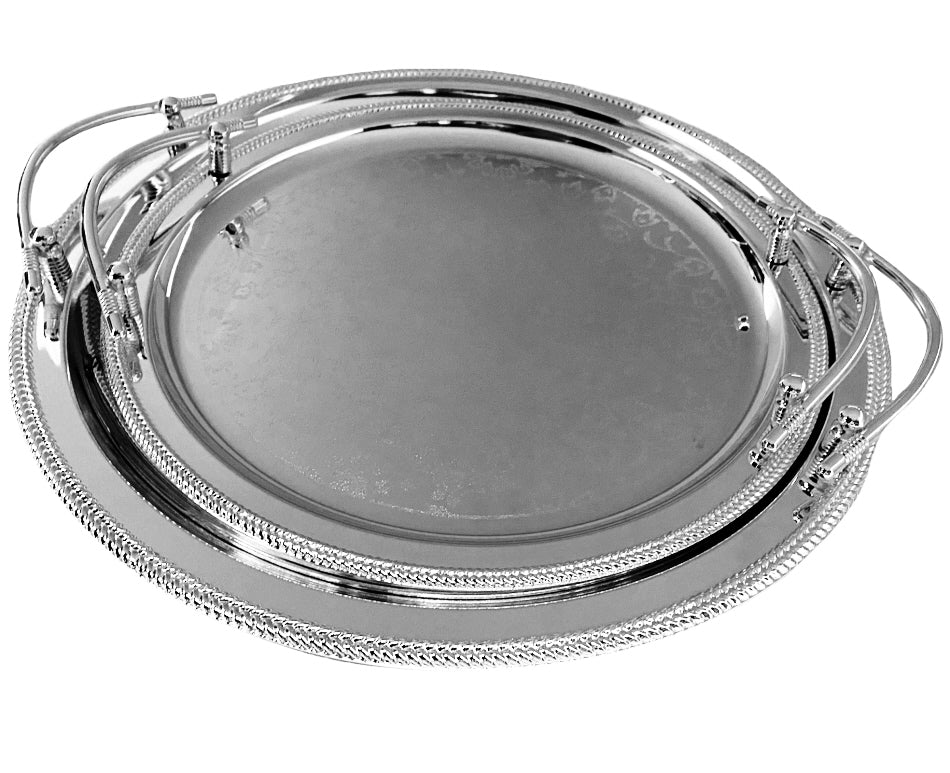 Plateau rond avec poignées