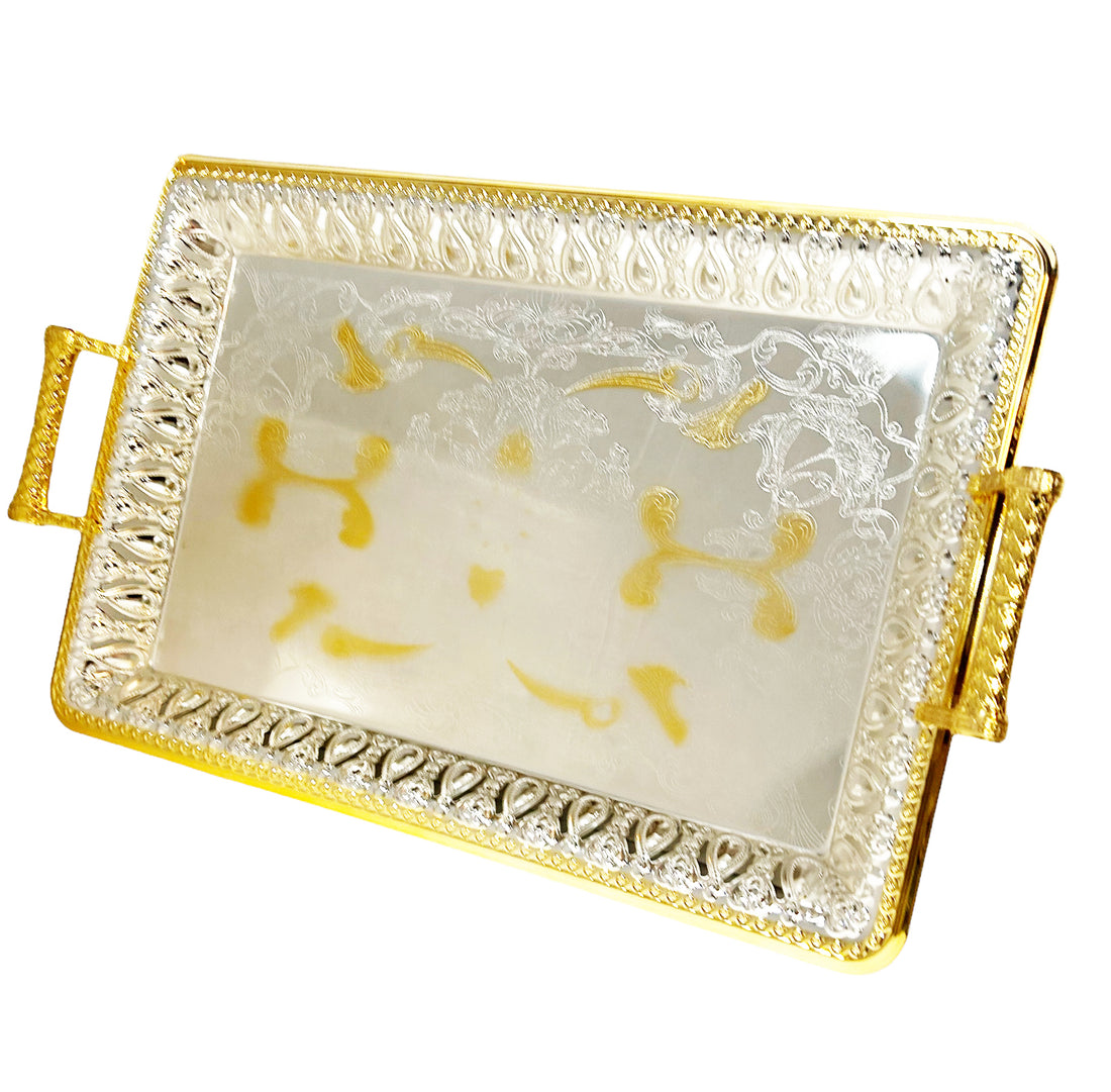 Rectangular tray gold silver 34x48 cm
