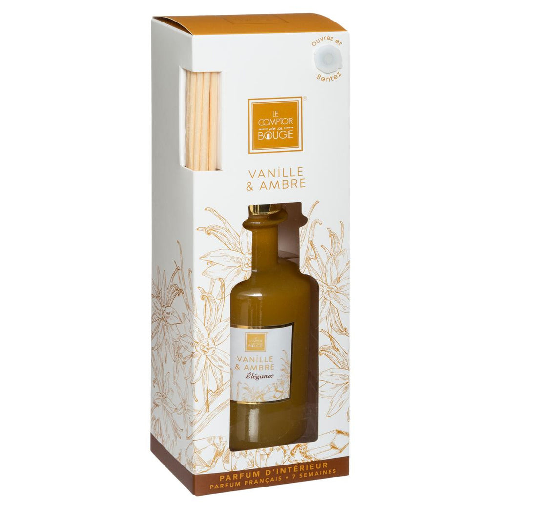 Vanilla and Amber reed diffuser 200 ml with 8 rattan sticks
