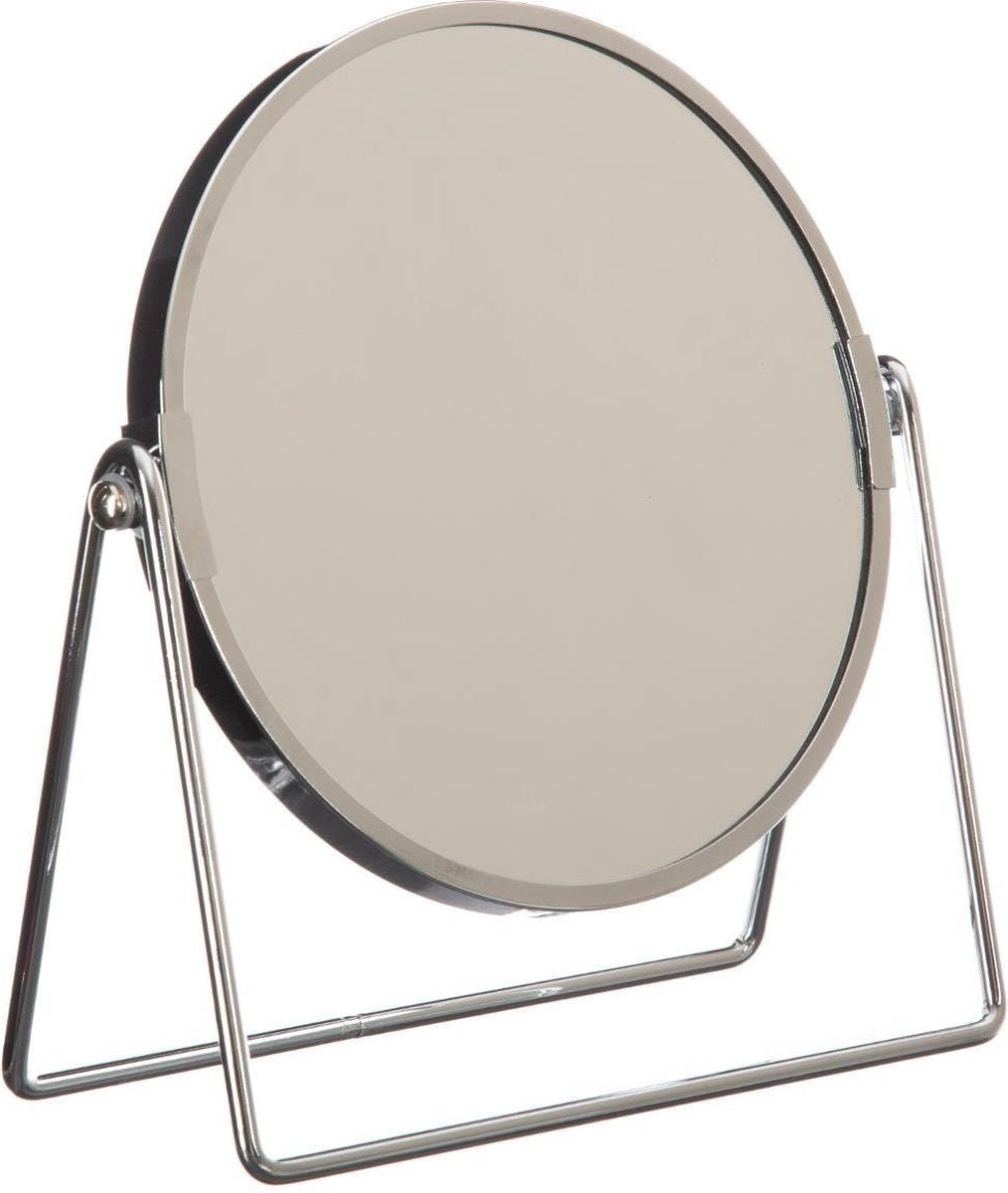 Doppel-Kosmetikspiegel/Rasierspiegel auf Standfuß 19 x 8 x 21 cm silber
