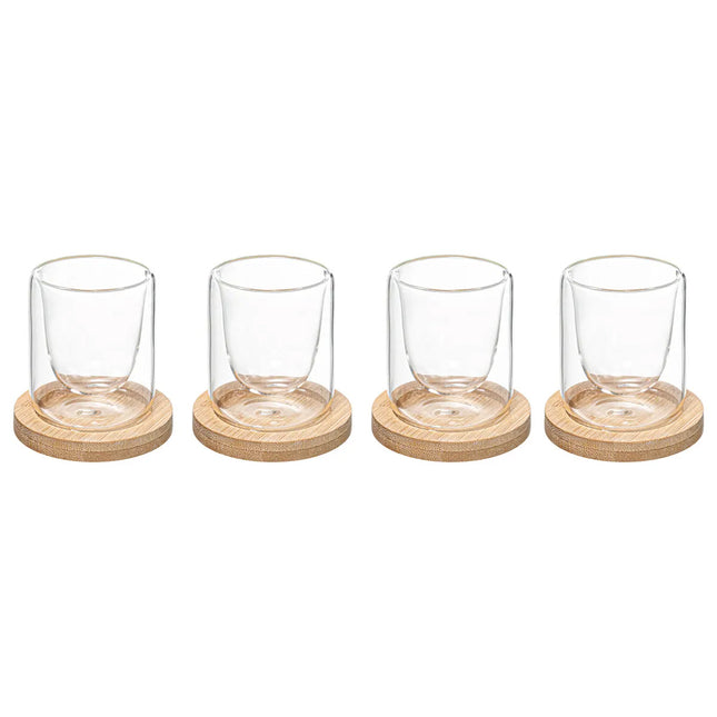 Verres à café / thé à double paroi - 4 pièces + sous-verres - Verre à espresso - 80 ML