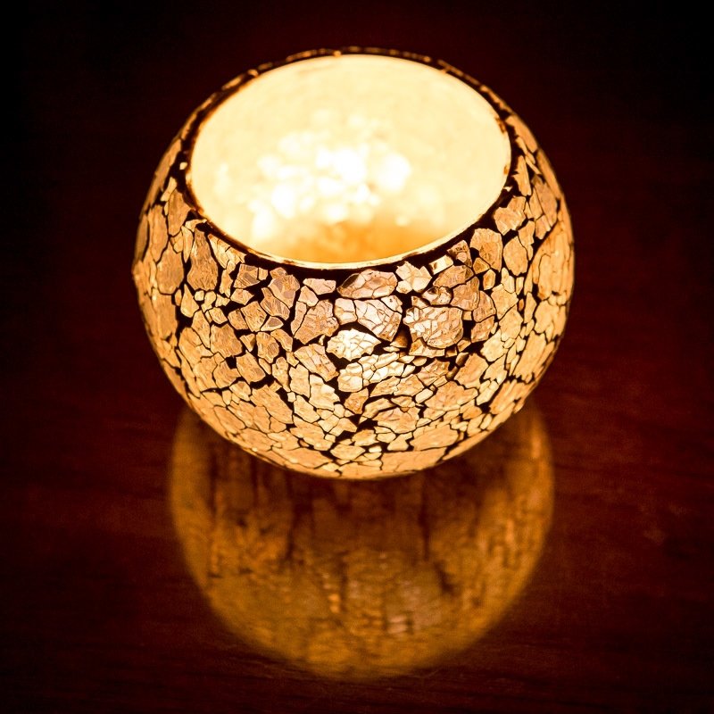 tea light holder crackled glass - sphere large