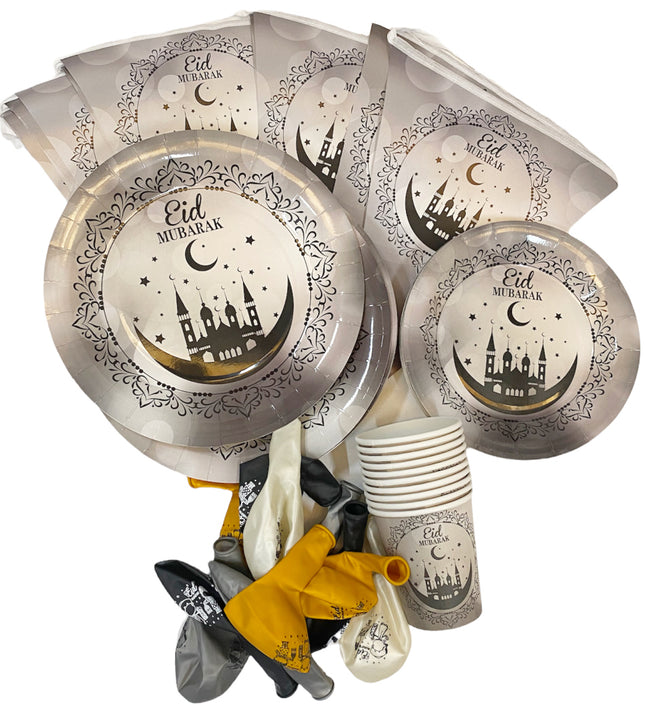 Eid Mubarak versiering – decoratieset met slinger, ballonnen, borden en bekers