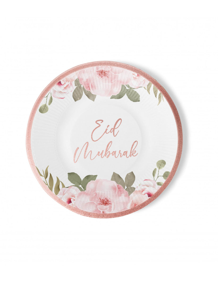 Assiettes Eid Mubarak Or Rose (6 pièces)