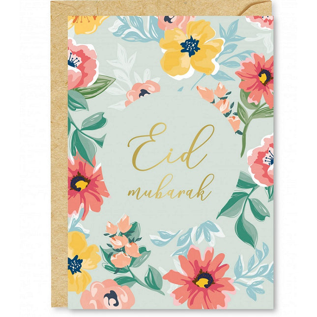 Eid Mubarak Greeting Card Flowers