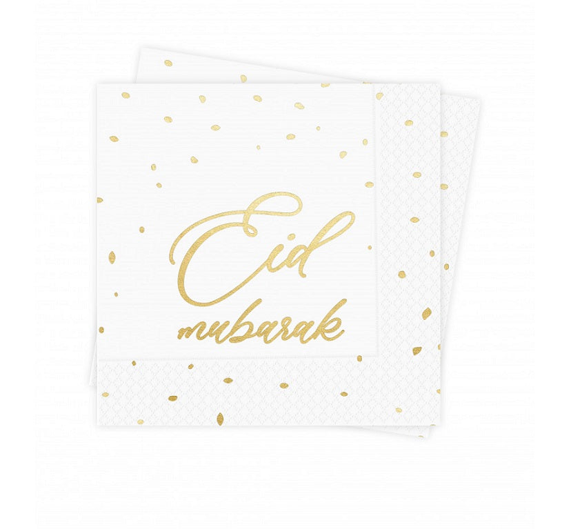 Eid Mubarak Servetten Wit-Goud
