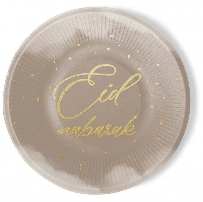 Assiettes Aïd Moubarak Taupe 6 pièces