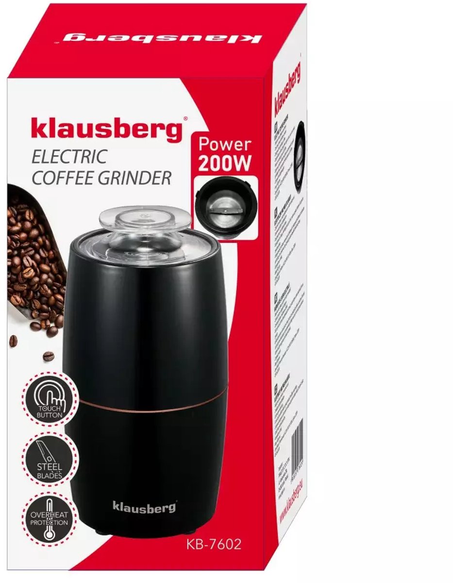 Klausberg KB7602 elektrische koffiemolen – RVS mes en bakje, 200 W – foto 5