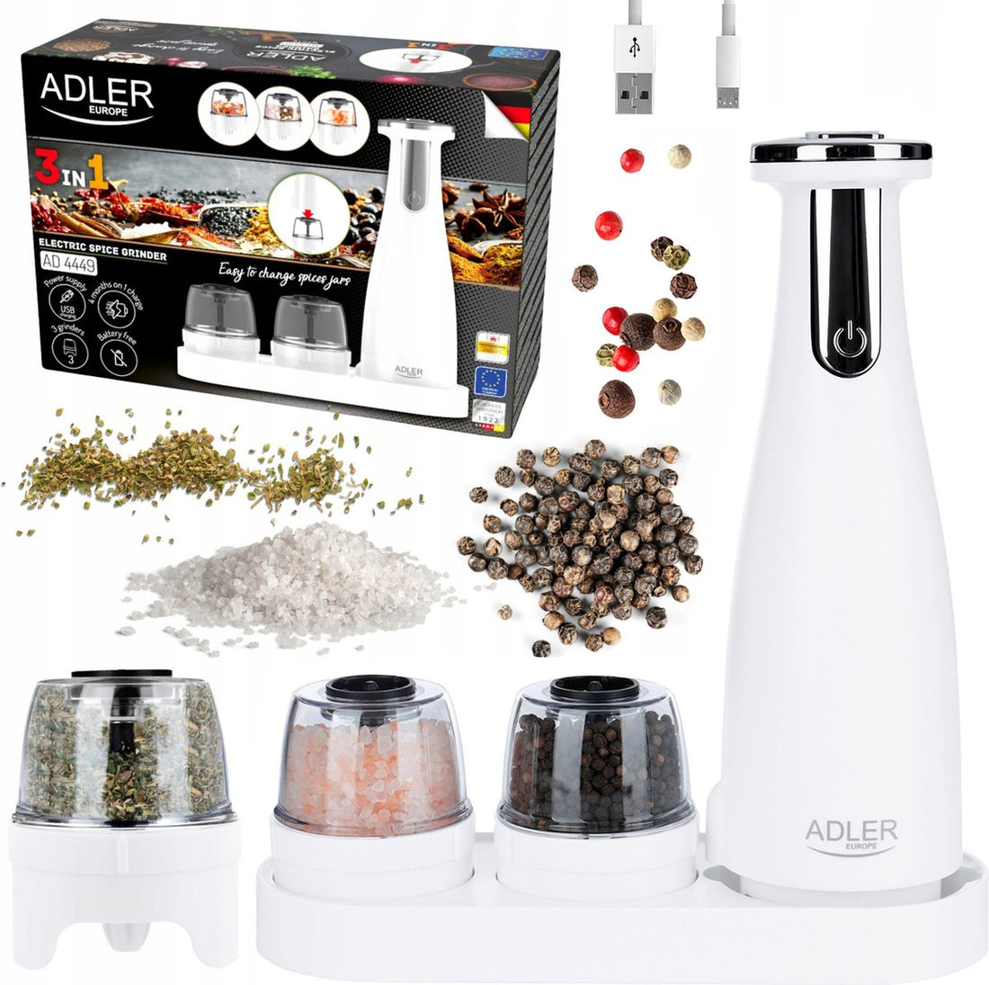 Electric Salt and Pepper Mill - Set - 3 mills