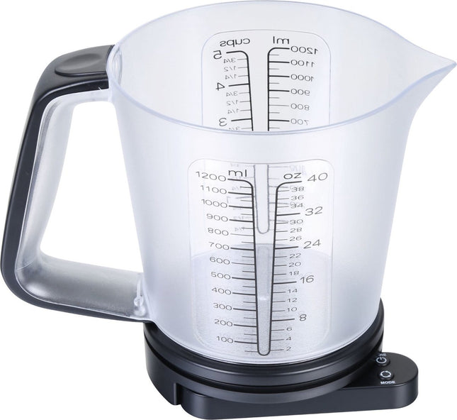 Kinghoff keukenweegschaal met maatbeker 1,2 liter – van 1 gram tot 5 kg