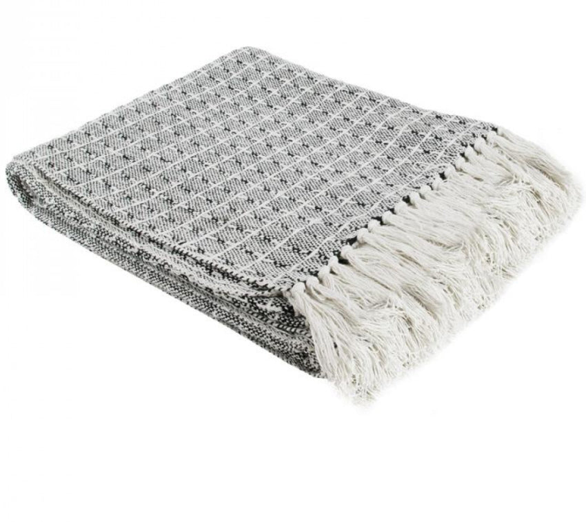 Plaid en coton frangé