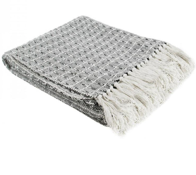 Plaid en coton frangé