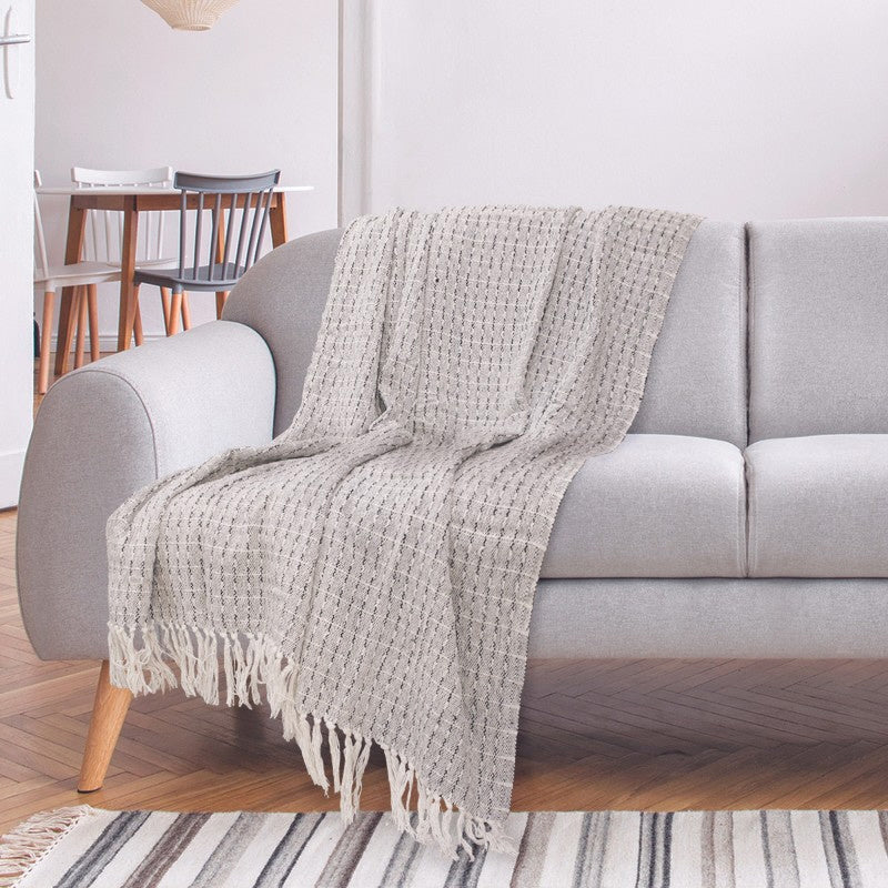 Plaid en coton frangé