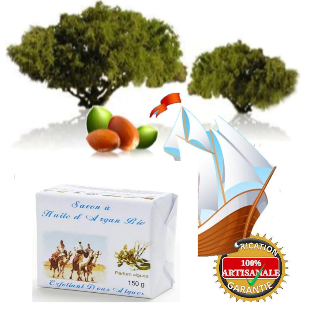 Exfoliating soap with organic Argan oil, algae and apricot